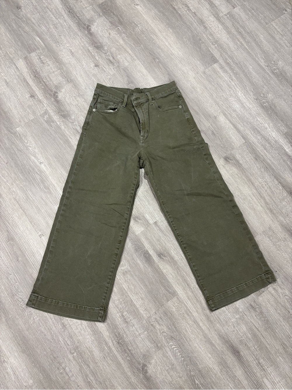 Women's Wide-Leg Olive Green Jeans